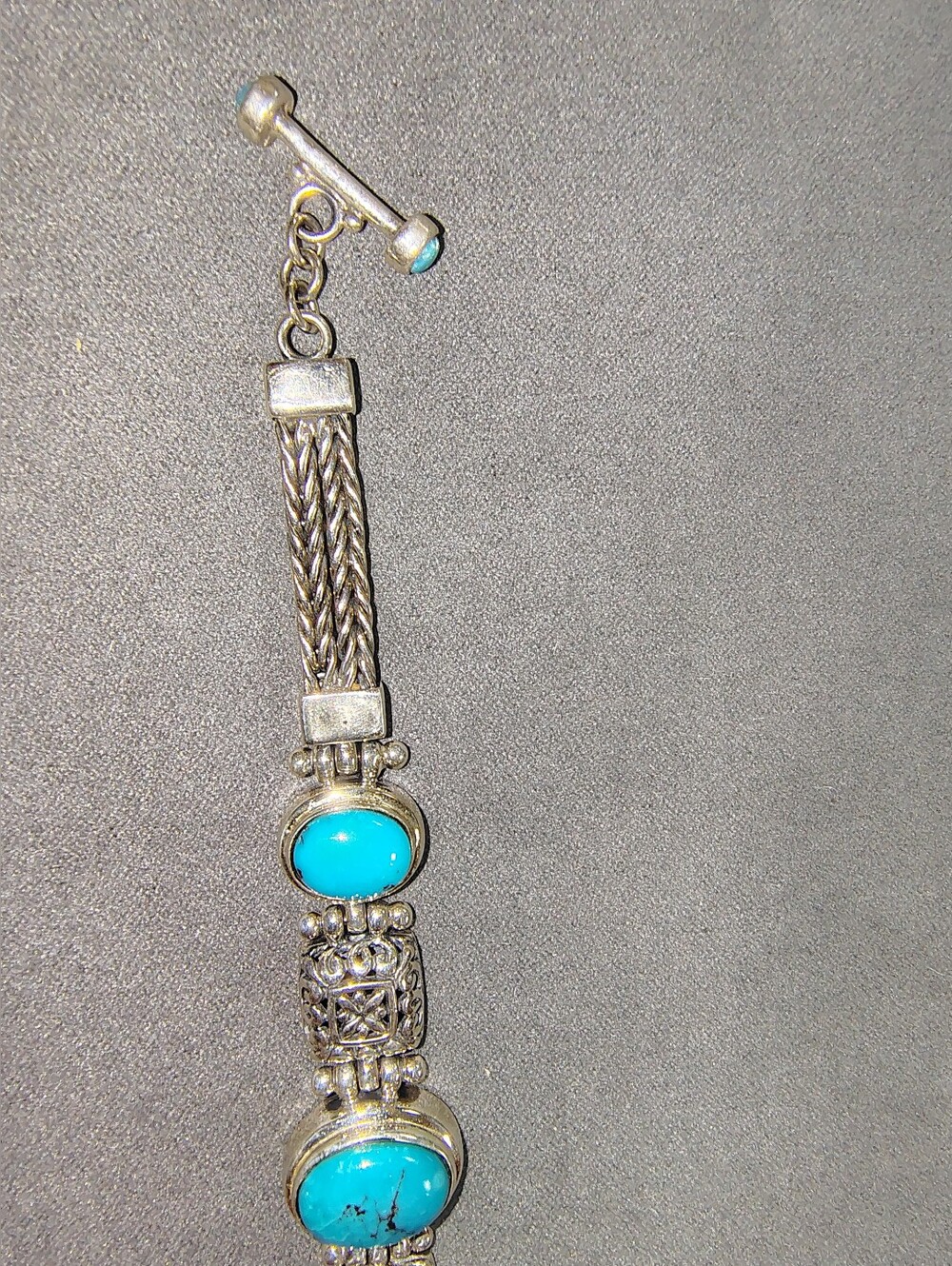 Sterling Silver Turquoise Link Bracelet - Vibrant Turquoise 8" - Picture 6 of 6